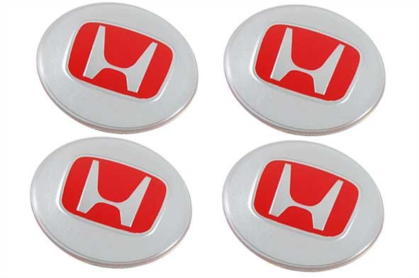 Наклейки на диски Honda silver-red линза 65 мм