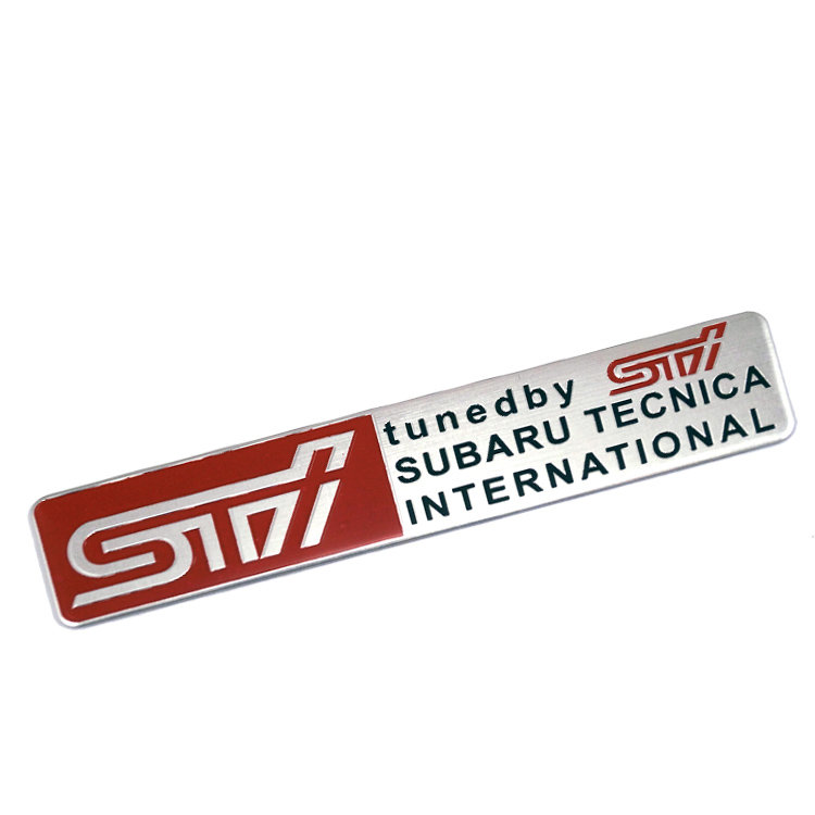Стикер металлический на клеевой основе Subaru STI 12*2,6 см