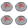 Колпачки на диски 62/56/8 хром со стикером Citroen хром и красный 