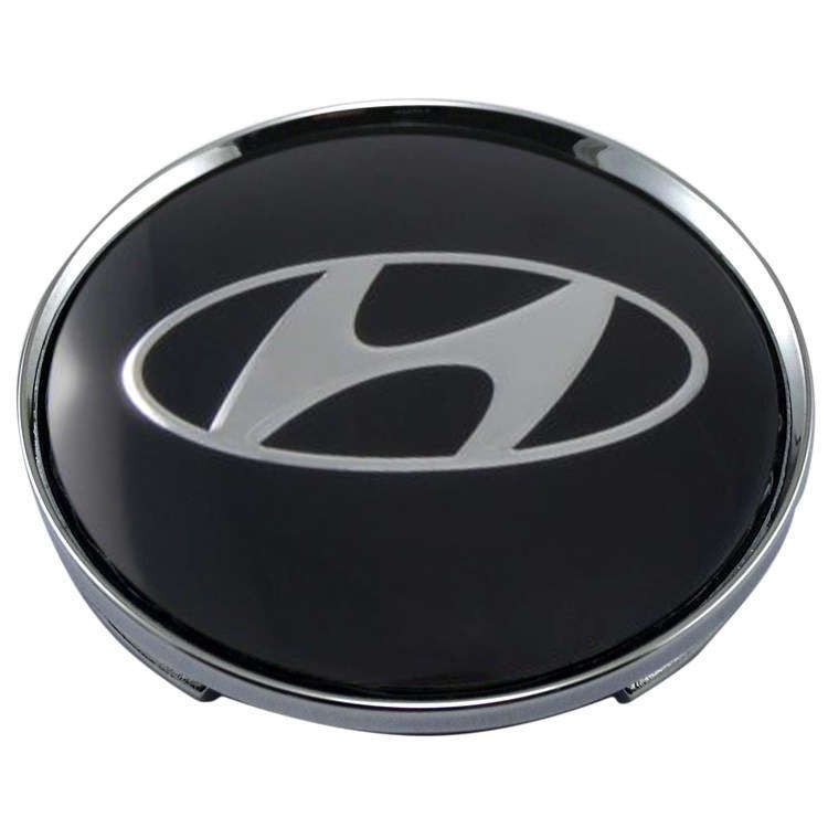 Колпачки на диски 62/56/8 хром со стикером Hyundai черный 