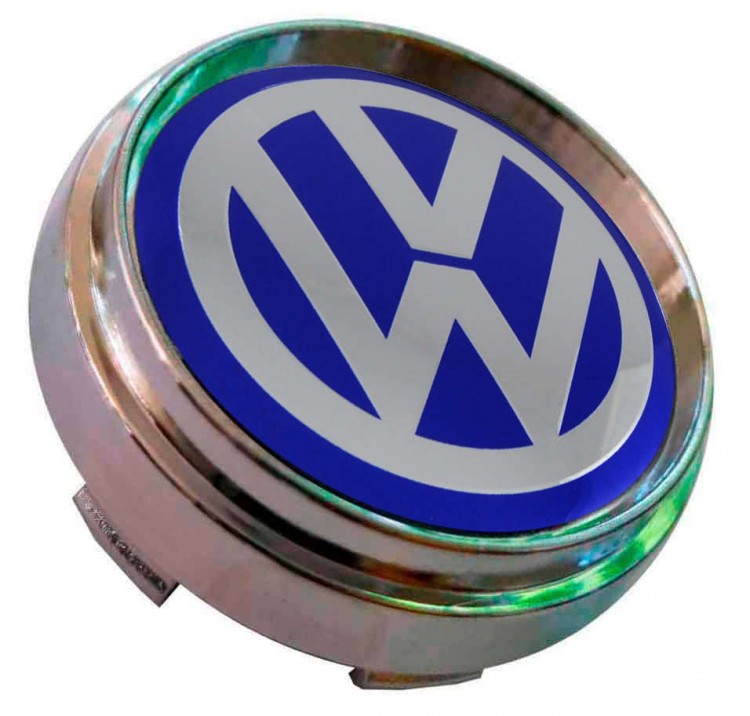 Заглушка ступицы Volkswagen 66/62/9 хром/синий