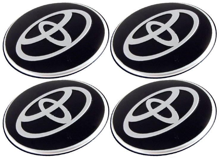Наклейки на диски Toyota black с юбкой 60 мм  
