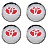 Заглушки для диска со стикером Toyota (64/60/6) хром с красным