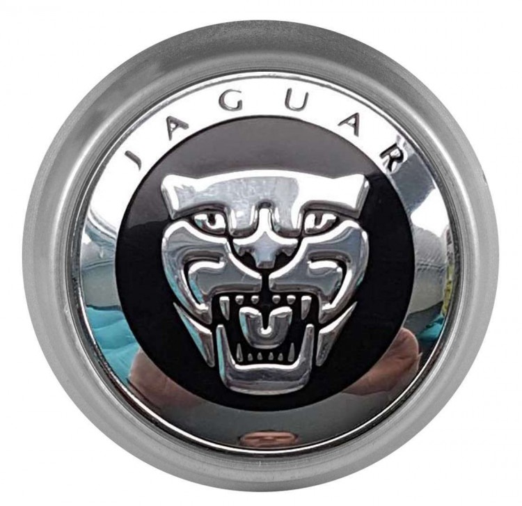 Колпачки на диски ВСМПО со стикером Jaguar 74/70/9 хром черный 