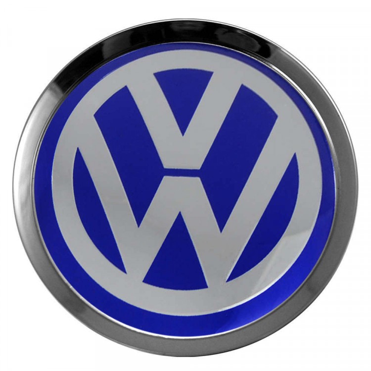 Заглушки для диска со стикером Volkswagen (64/60/6) хром/синий 