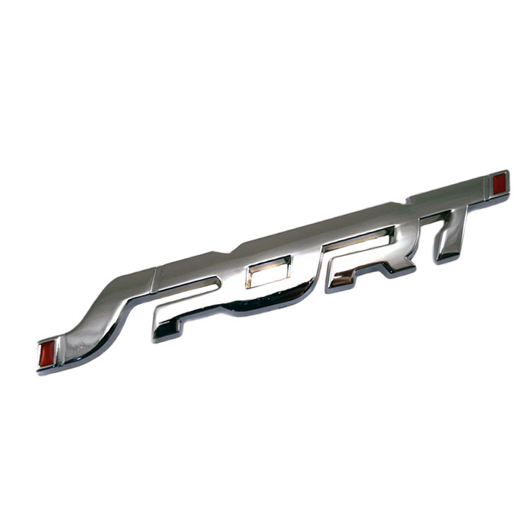 3D шильд из металла Sport 13*1,9 см, цвет - хром