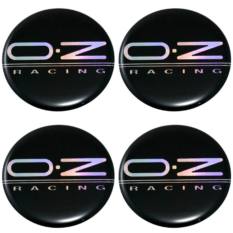 Стикеры силиконовые на колпачки OZ Racing 60 мм черный/голографический