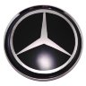 колпачок ступичный со стикером Mercedes (63/58/8) черный+хром