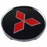 Колпачки на диски 62/56/8 хром со стикером Mitsubishi черный 