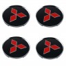 Колпачки на диски 62/56/8 хром со стикером Mitsubishi черный 