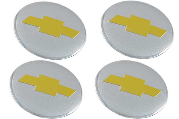 Наклейки на диски Chevrolet silver/gold линза 65 мм  