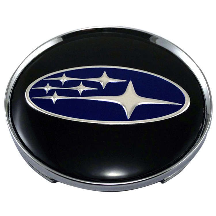 Колпачки на диски 62/56/8 хром со стикером Subaru черный 