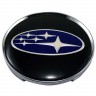 Колпачки на диски 62/56/8 хром со стикером Subaru черный 