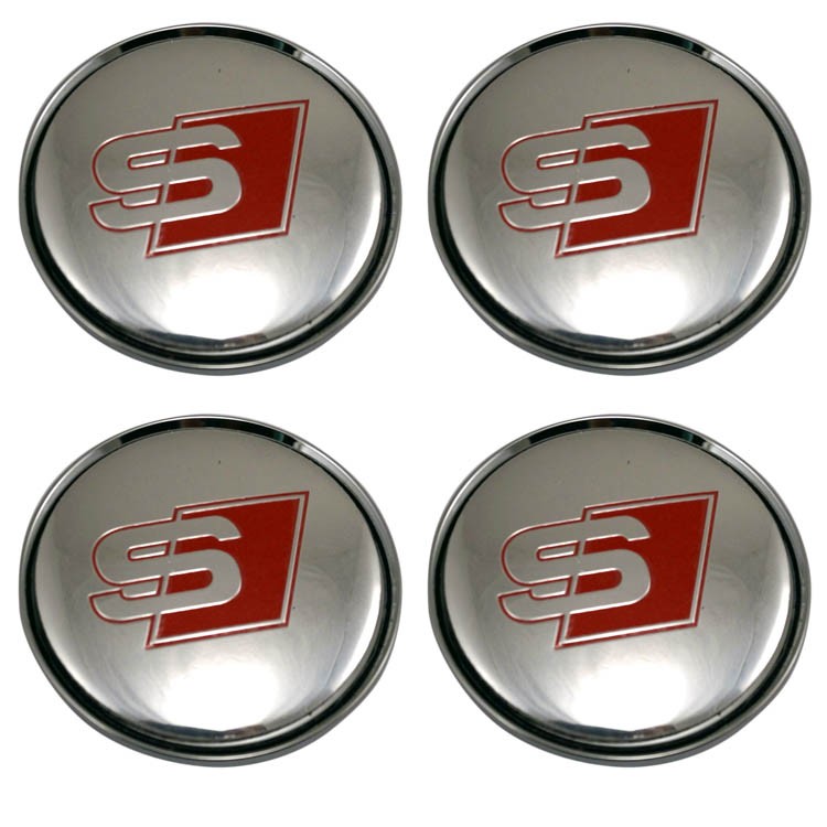 Колпачки на диски 62/56/8 хром со стикером Audi S-line