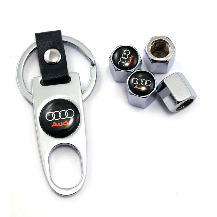 Ниппельные колпачки c брелком Audi chrome/black