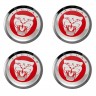Заглушки для диска со стикером Jaguar (64/60/6) хром и красный 