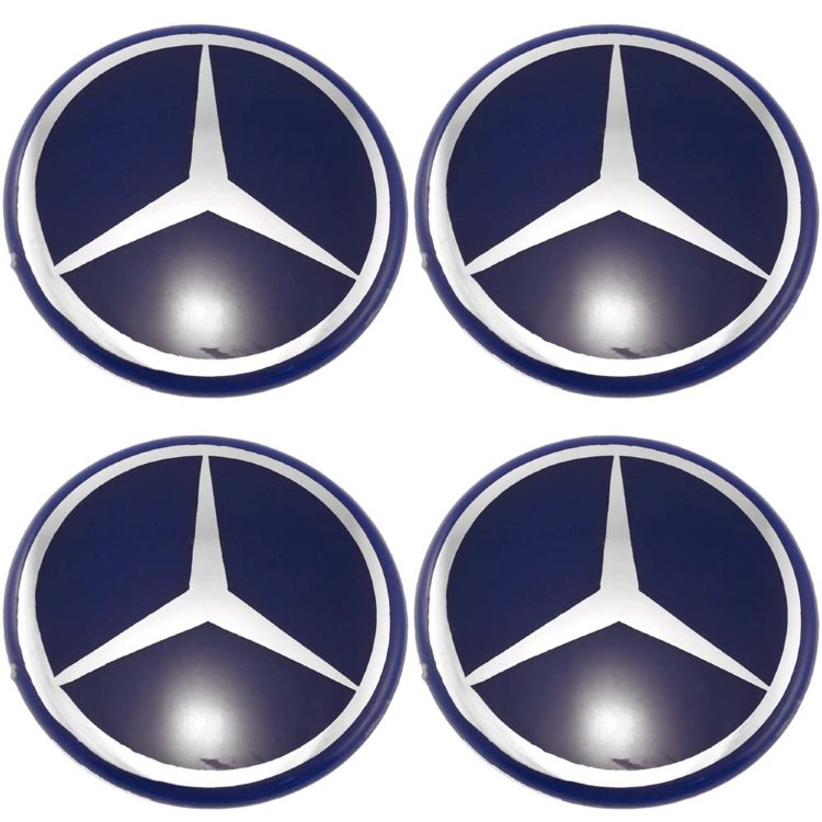 Эмблемы на колпачки и колпаки колес Mercedes 58 мм blue/chrome