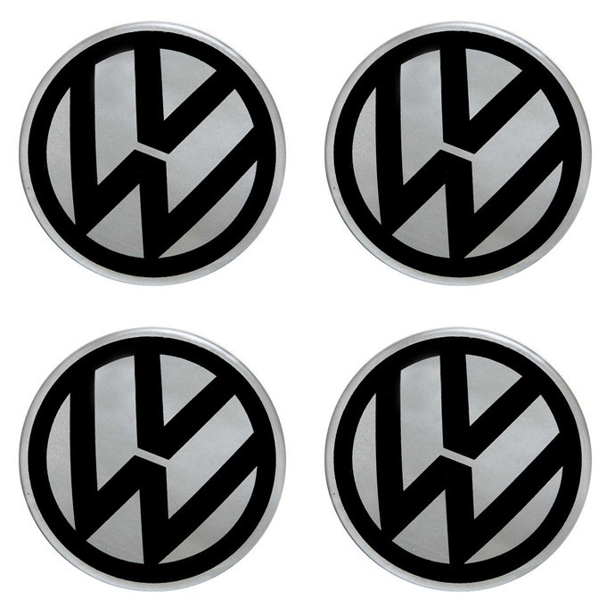 Наклейки на диски Volkswagen 90мм силикон silver black
