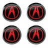Заглушки для диска со стикером Acura (64/60/6) красный и черный