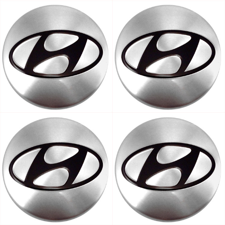 Наклейки на диски Hyundai с юбкой 60 мм серебристые