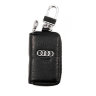 Чехол для ключей зажигания AUDI кожанный фактурный на молнии черный