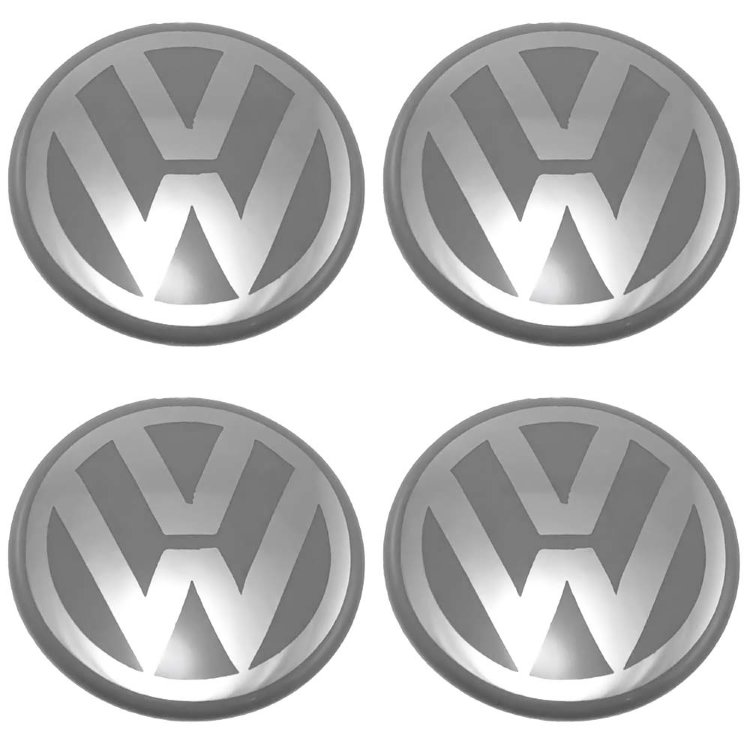 Стикеры на колпачки Volkswagen 58 мм молочно-серый хром