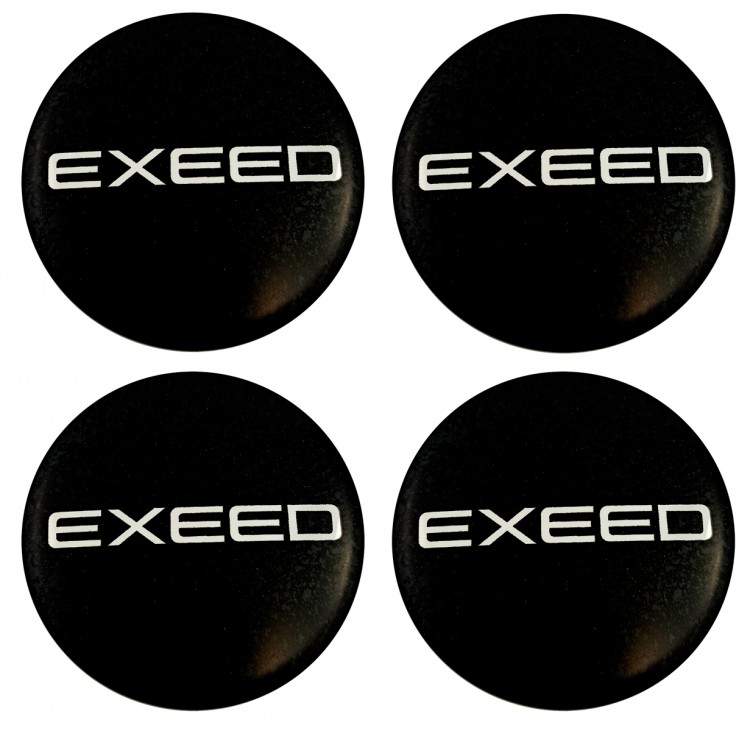 Наклейки на диски Exeed 54 мм сфера черные 