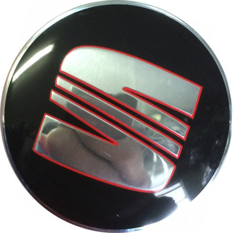 Колпачок на диски Seat 63/57/13 черный-хром-красный