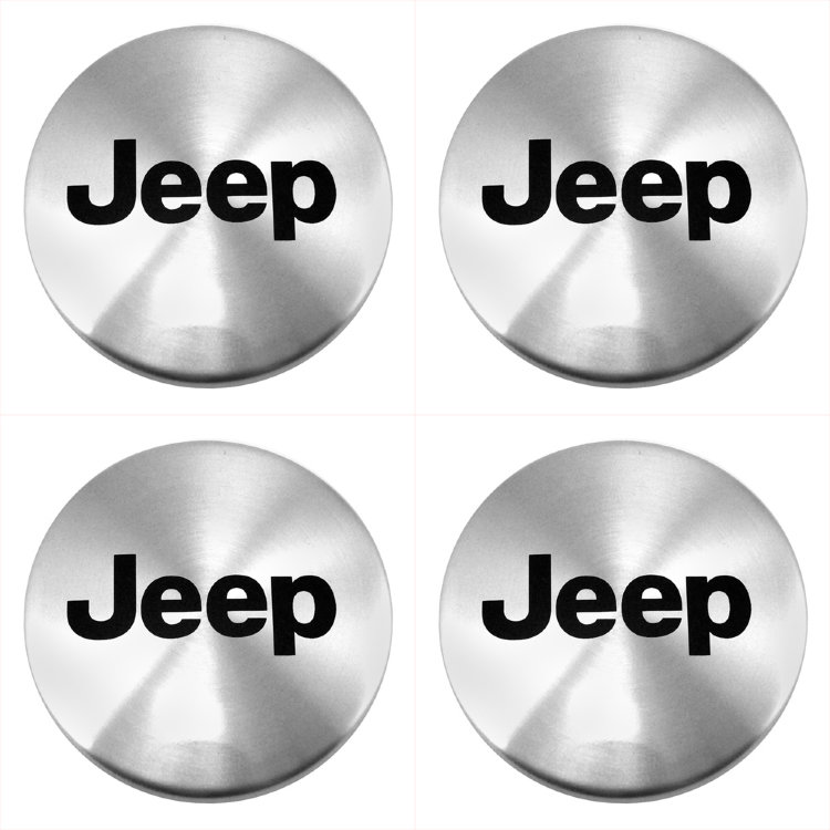Наклейки на диски Jeep с юбкой 60 мм серебристые