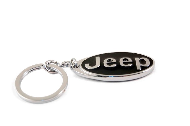 Jeep брелок черный и хром на цепочке