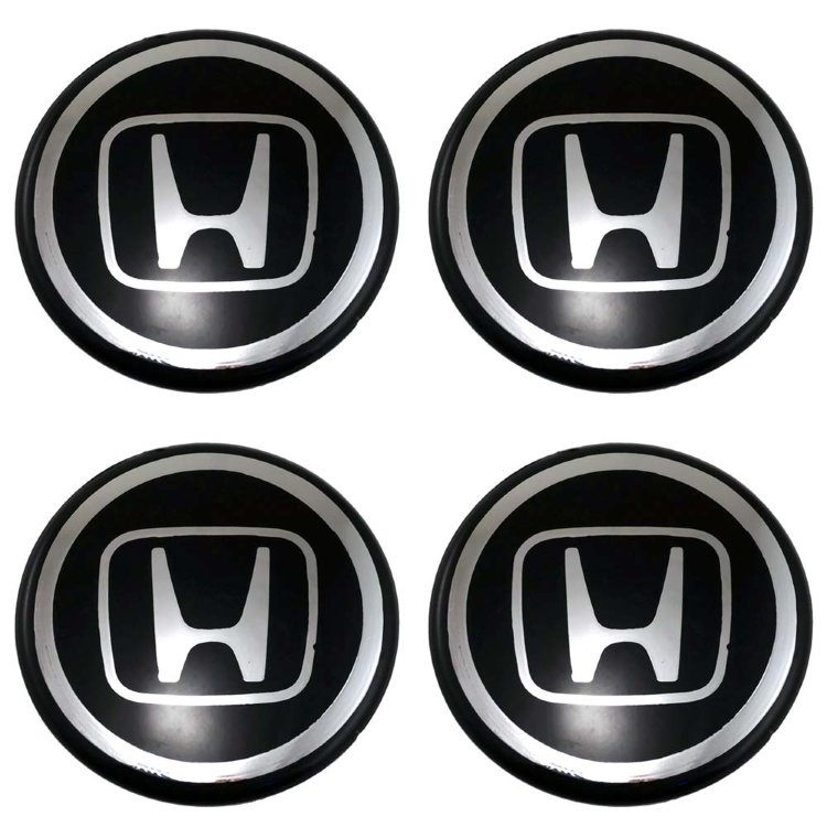 Наклейки на колпаки колес Honda 58 мм black/chrome