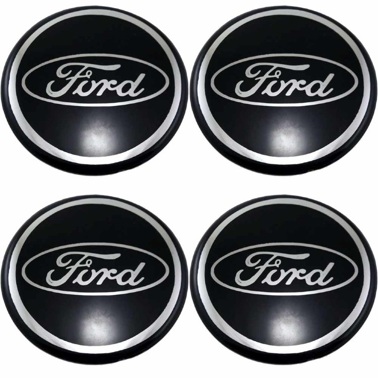 Наклейки на колпаки колес Ford 58 мм black/chrome