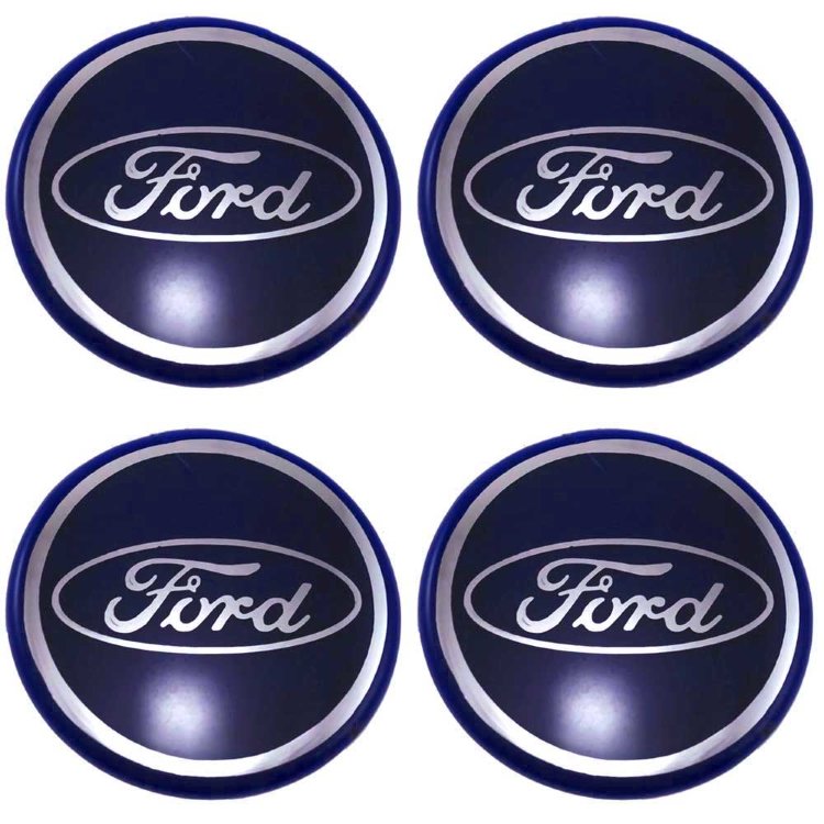 Наклейки на колпачки Ford 58 мм blue/chrome