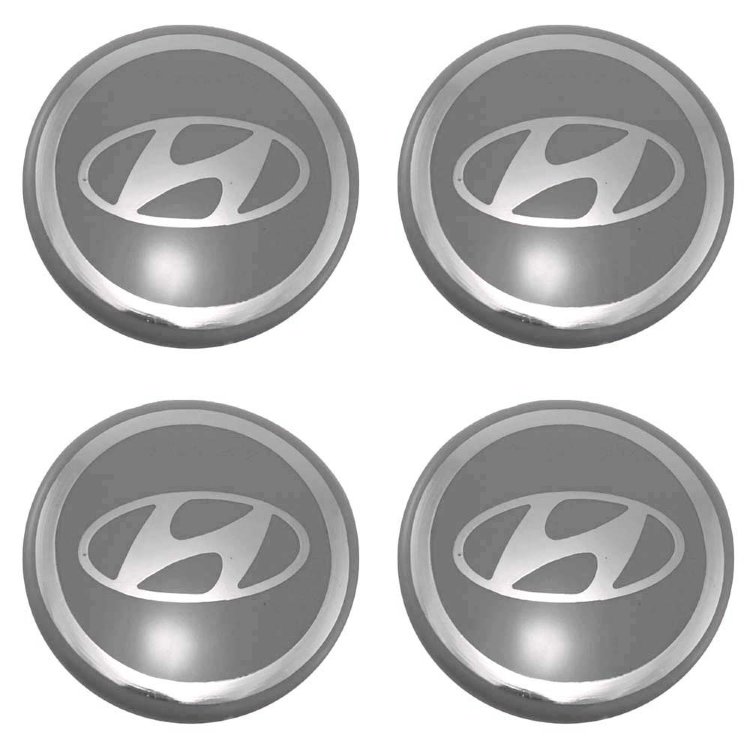 Стикеры на колпачки и колпаки Hyundai 58 мм молочно-серый хром