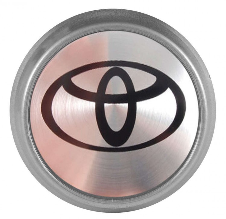 Колпачки на диски ВСМПО со стикером Toyota 74/70/9 хром и черный 