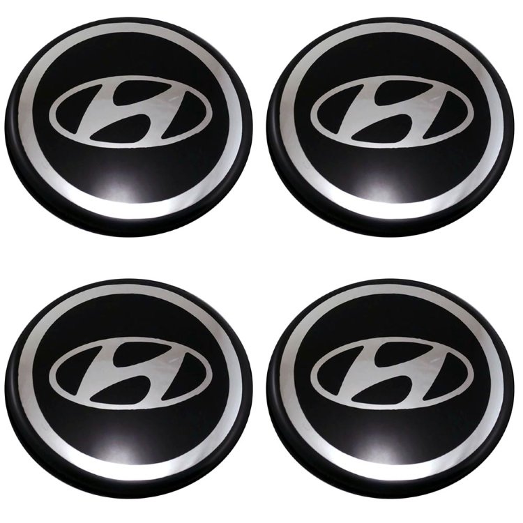 Наклейки на колпаки колес Hyundai 58 мм black/chrome
