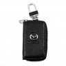 Ключница Mazda кожаная фактурная на молнии черная