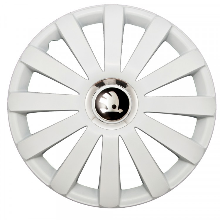 Колпаки на колеса R14 Шкода black SPR Pro White