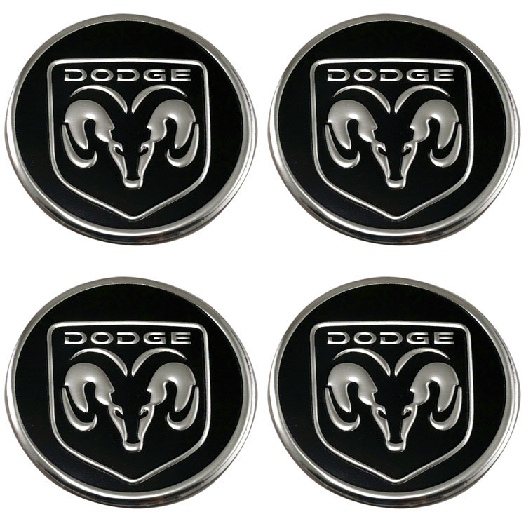 Наклейки для дисков Dodge 60 мм black/chrome металлизированные