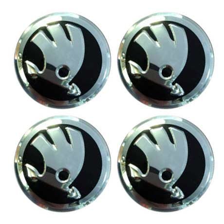 Наклейки на диски Skoda сфера 56 мм black chrome
