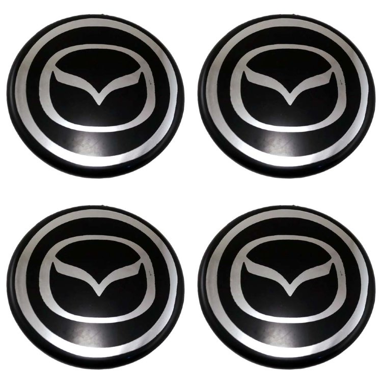 Эмблемы на колпачки и колпаки колес Mazda 58 мм black/chrome