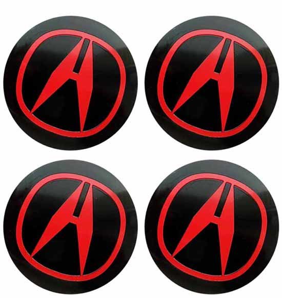 Наклейки на диски Acura black-red сфера 56 мм 