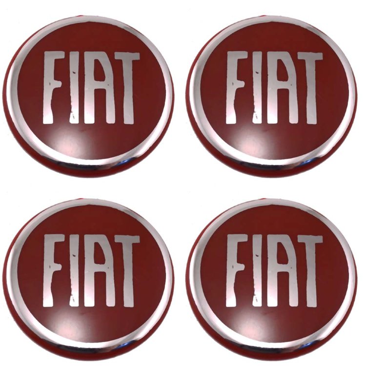 Наклейки на колпаки колес Fiat 54 мм серебристый+красный