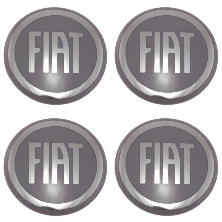 Стикеры на колпаки Fiat 58 мм хром+серый