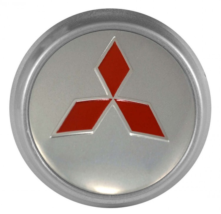 Колпачки на диски ВСМПО со стикером Mitsubishi 74/70/9 хром