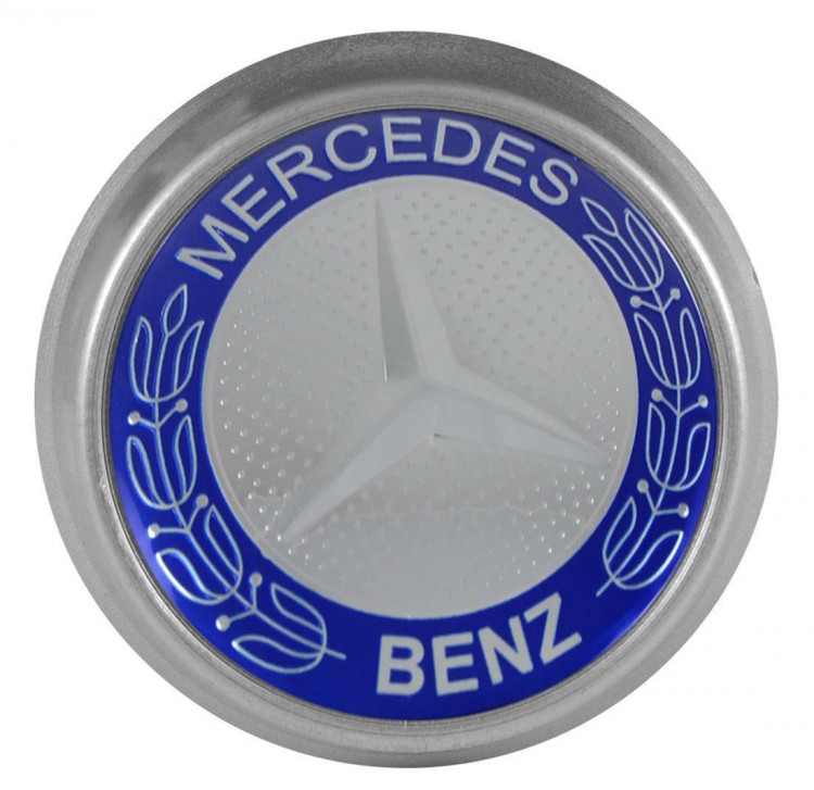 Колпачки на диски ВСМПО со стикером Mercedes Benz 74/70/9 хром синий 