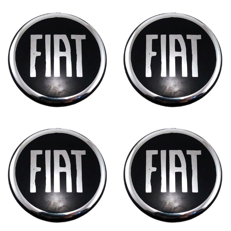 Наклейки на колпачки Fiat 54 мм черный+хром 