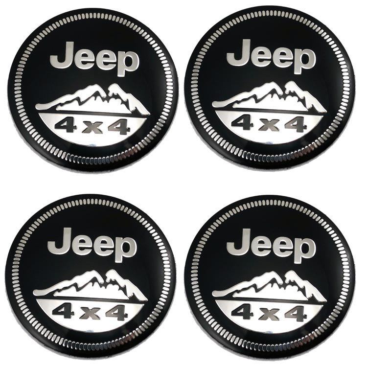Наклейки на колпачки колес Jeep 4x4 56 мм металл хром