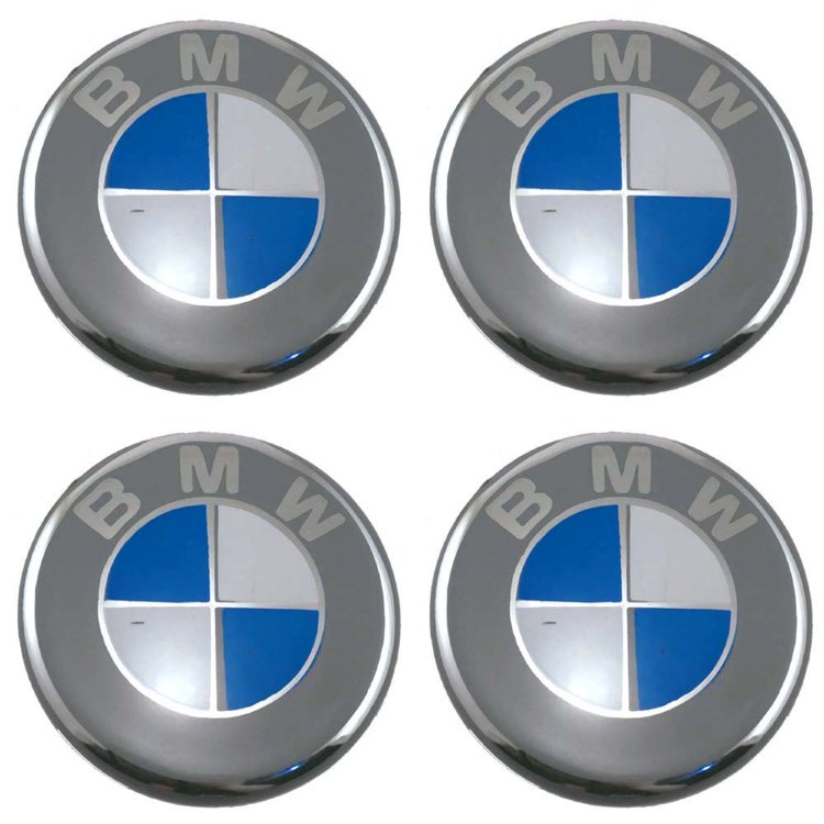 Наклейки на диски BMW сфера 54 мм серый+синий+хром