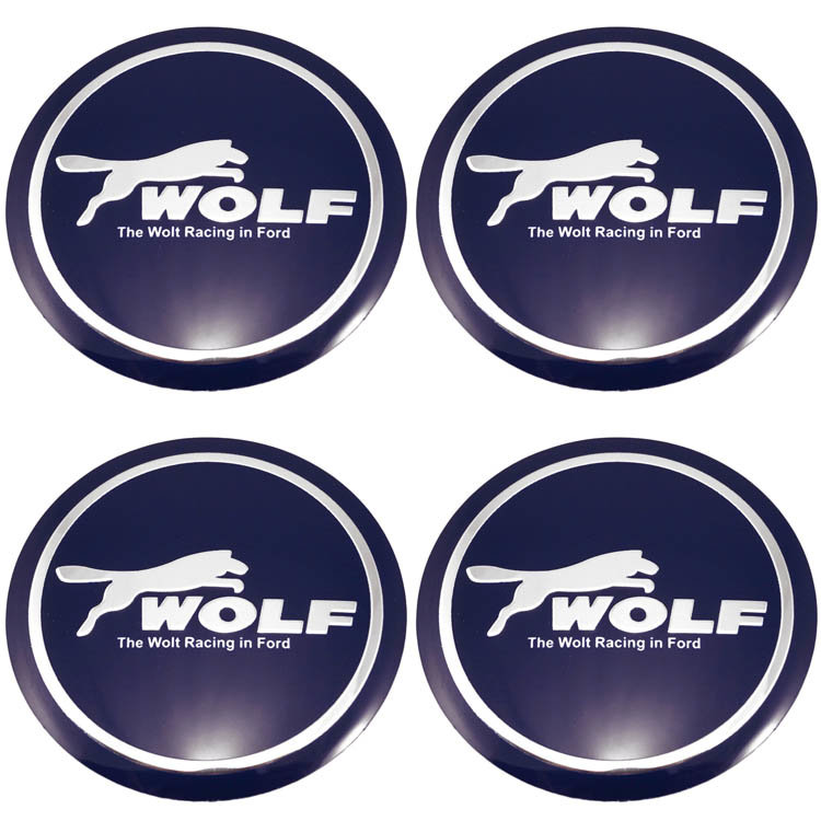 Наклейки на колпаки колеса Wolf 56 мм сфера синий/хром